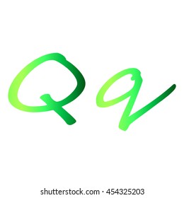Alphabet letter-Q,q green color