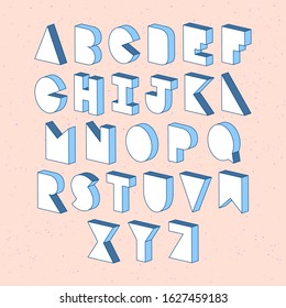 Alphabet letters with 3d isometric effect on abstract background.