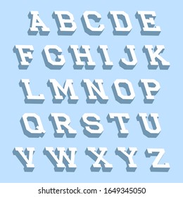 Alphabet letters with 3d isometric effect on abstract background.