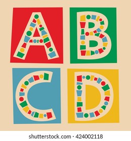 Alphabet. Letters A, B, C, D