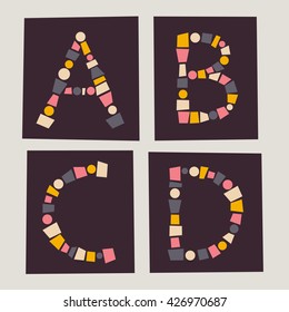 Alphabet. Letters A, B, C, D