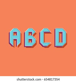 Alphabet letters A, B, C, D. Geometric design. Vector illustration