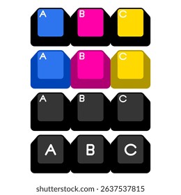 Alphabet Letters ABC on Color keyboard typing Blocks Graphic