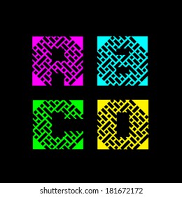 Alphabet letters A,B,C,D vector illustration