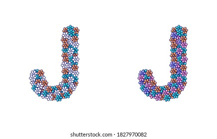 Alphabet letters arranged from bunches of flowers to give a feel of beauty