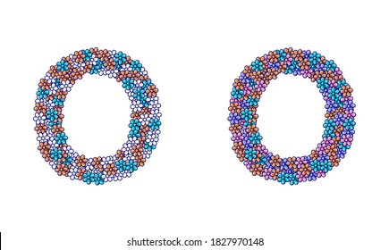 Alphabet letters arranged from bunches of flowers to give a feel of beauty