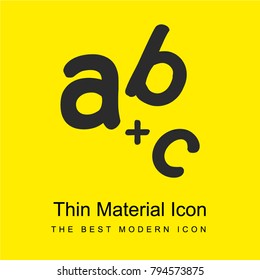 Alphabet letters a b and c bright yellow material minimal icon or logo design