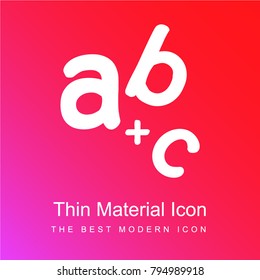 Alphabet letters a b and c red and pink gradient material white icon minimal design