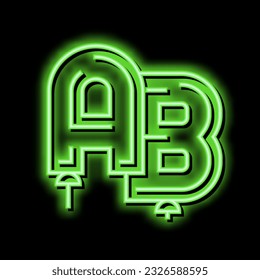 alphabet letters balloons neon light sign vector. alphabet letters balloons illustration
