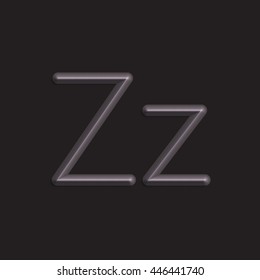 Alphabet letters of black color lights, 3d line with smooth shadow