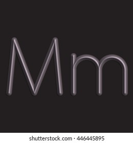 Alphabet letters of black color lights, 3d line with smooth shadow