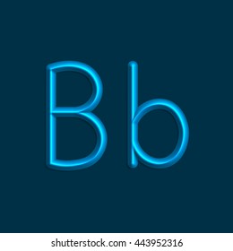 Alphabet letters of blue color lights, 3d line with smooth shadow