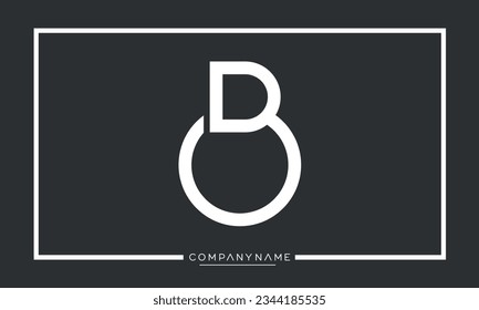 Alphabet Letters BO or OB Modern Logo Monogram	