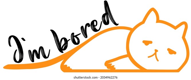 Alphabet letters I'm bored with lazy cat illustration.