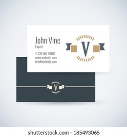 alphabet letters business card template with initial emblem letter v alphabet letters white star abstract background scene performance sign empty partnership letterpress silhouette concept creative ba