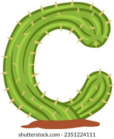 letras alfabéticas con forma de cactus con espinas y flores