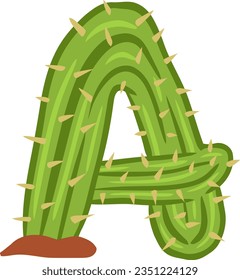 Buchstaben mit Kaktusform mit Dornen und Blumen