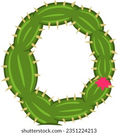 alphabet letters with cactus shape with thorns and flowers