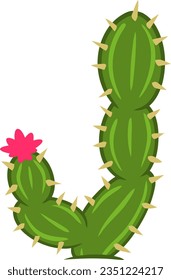 alphabet letters with cactus shape with thorns and flowers