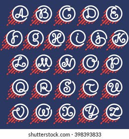 Alphabet letters in circle with speed line. Font style, vector design template elements for your sport application or corporate identity.