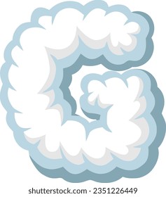 alphabet letters with cloud shapes and a clear summer sky