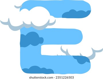 alphabet letters with cloud shapes and a clear summer sky