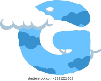letras alfabéticas con formas en la nube y un cielo claro de verano