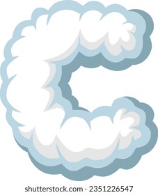 alphabet letters with cloud shapes and a clear summer sky