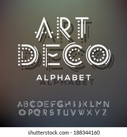 Alphabet letters collection, art deco style, vector illustration. 