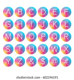 Alphabet letters colorful button