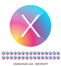 Alphabet letters colorful button