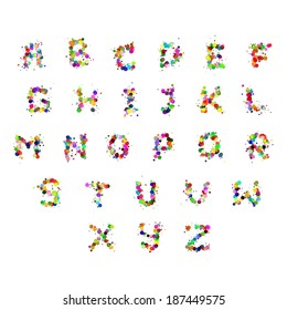 Alphabet letters consist of many color bubbles