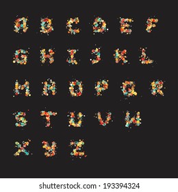 Alphabet letters consist of many color bubbles