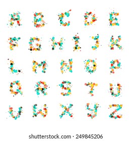 Alphabet letters consist of many color bubbles