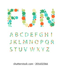 Alphabet letters  consisting of colorful circles, vector illustration