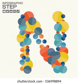 Alphabet letters consisting of colorful circles, vector illustration