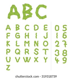 alphabet letters created from folded paper on white background
