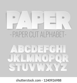 Alphabet Letters Cut Out Of Paper. Paper Art Style. Vector Illustration.