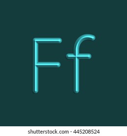 Alphabet letters of cyan color lights, 3d line with smooth shadow