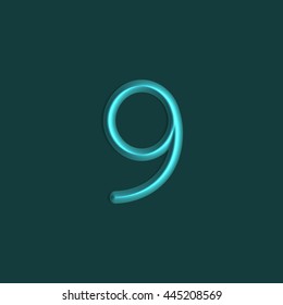 Alphabet letters of cyan color lights, 3d line with smooth shadow
