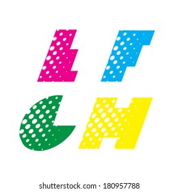 Alphabet letters E,F,G,H vector illustration