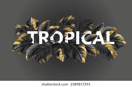 Alphabet Letters with Exotic Tropical Leaves Plants Backgrounds