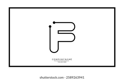 Alphabet letters F, FF logo monogram icon