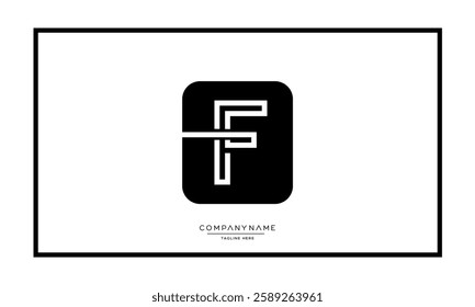 Alphabet letters F, FF logo monogram icon