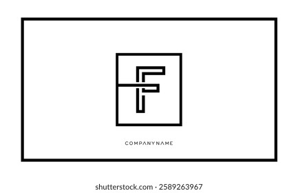 Alphabet letters F, FF logo monogram icon