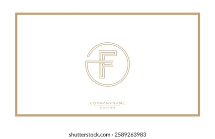 Alphabet letters F, FF logo monogram icon