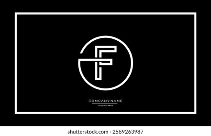 Alphabet letters F, FF logo monogram icon