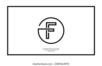 Alphabet letters F, FF logo monogram icon