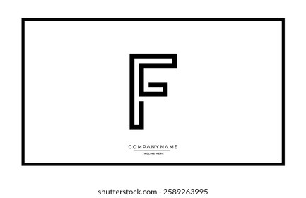 Alphabet letters F, FF logo monogram icon