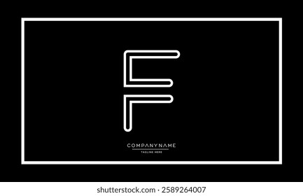 Alphabet letters F, FF logo monogram icon